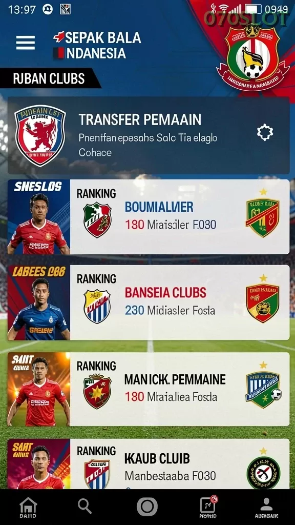Cuplikan layar V96 — menu navigasi